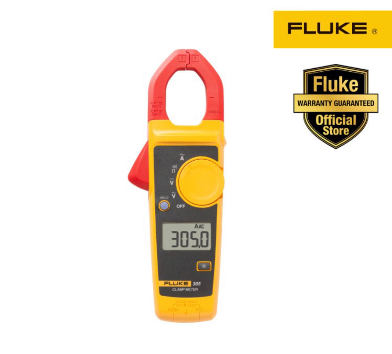 Fluke 305 Clamp Meter, 999A AC current measurement, CAT IV 300V / CAT III 600V Safety Rated