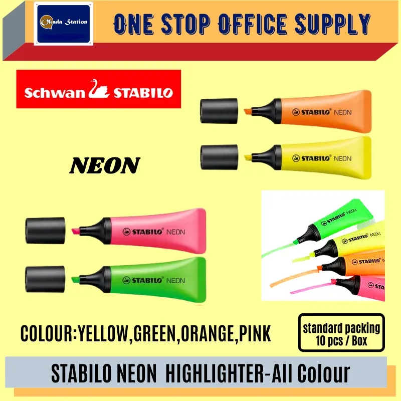 STABILO NEON HIGHLIGHTER -ALL COLOUR / Stabilo / Stabilo Highlighter / Neon Highlighter / Stabilo Highlighter / Highlight Pen