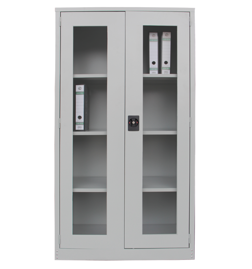 STERLING FULL HEIGHT CUPBOARD WITH GLASS SWINGING DOOR C/W 3 ADJUSTABLE SHELVES (S118-GS)