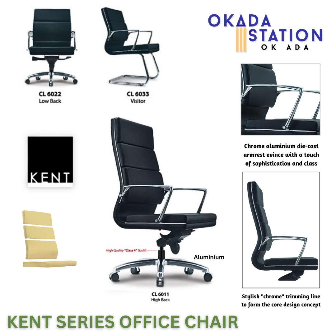 CLASSIC CHAIR KENT PU LEATHER ERGONOMIC OFFICE CHAIR WITH ALUMINIUM ARMREST & LEG - ALL SIZE / CLASSIC CHAIR / OFFICE CHAIR / ERGONOMIC EXECUTIVE CHAIR / PU LEATHER OFFICE CHAIR / EXECUTIVE OFFICE CHAIR / ERGONOMIC OFFICE CHAIR / CHROME SERIES / PU LEATHER CHAIR /