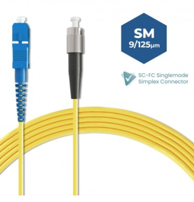 SC-FC 9/125 SINGLEMODE SIMPLEX FIBER OPTIC PATCH CABLE 3M