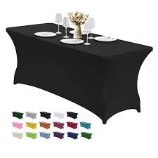 Table cloth elastic Table cover for party banquet (6FT Black)