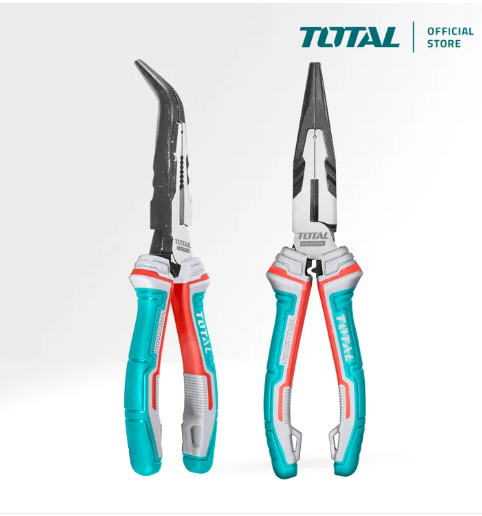 TOTAL HIGH LEVERAGE BENT NOSE PLIERS (6") SAVE 30% STRENGHT GOOD AS NAIL HOLDER CRIMPING CR-V STEEL THT24616S