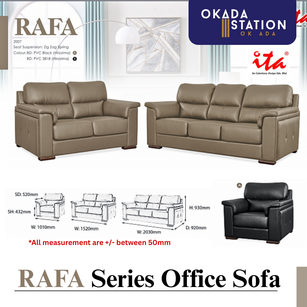 RAFA SERIES OFFICE SOFA - ALL SIZE / SINGLE SEATER / DOUBLE SEATER / TRIPLE SEATER / 1+2+3 SEATER SET / VISITOR SOFA / PU LEATHER / FABRIC / SOFA PELAWAT / SOFA PEJABAT / SOFA / RAFA 2007