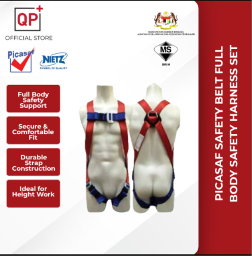 PICASAF/NIETZ SAFETY BELT FULL BODY SAFETY HARNESS SET l TALI PINGGANG KESELAMATAN PENUH l 全身安全带-DOUBLE HOOK 980215