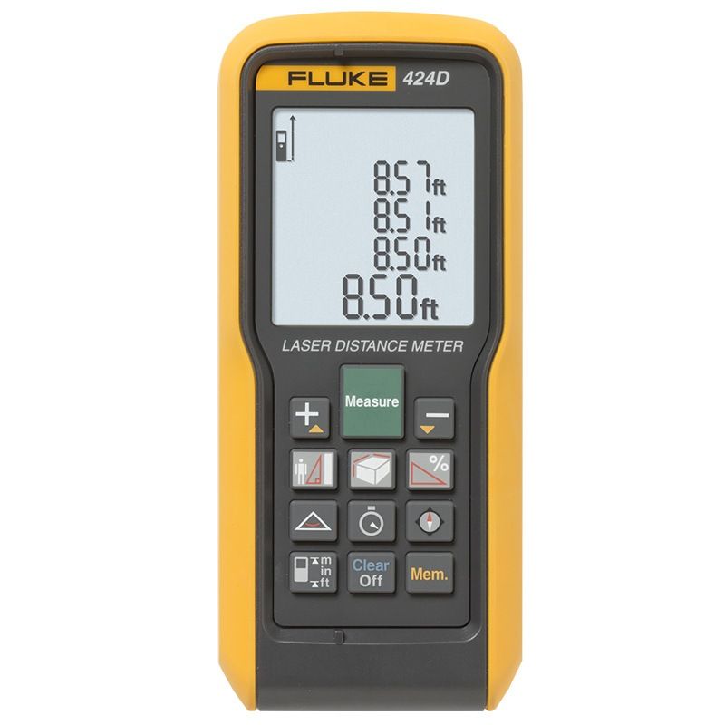 FLUKE 424D Laser Distance Meter, 100m (330ft), 卤 1mm (卤 0.04"), LCD, Class 2, IP54, 2 x AAA