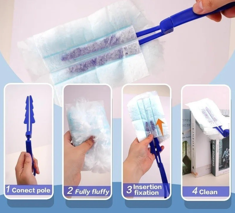 Disposable Electrostatic Duster Set Electrostatic duster with folding handle Replacement Brush - 18x12cm Duster - 29cm