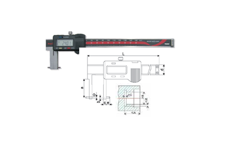 Temo 50-150mm Internal Groove Digital Caliper with Round Anvil