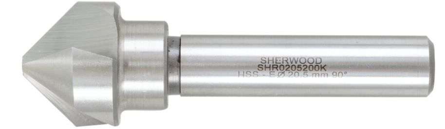Sherwood 90掳, Countersink, 20.5mm, Straight Shank, 3 fl, Cobalt High Speed Steel SHR0205200K