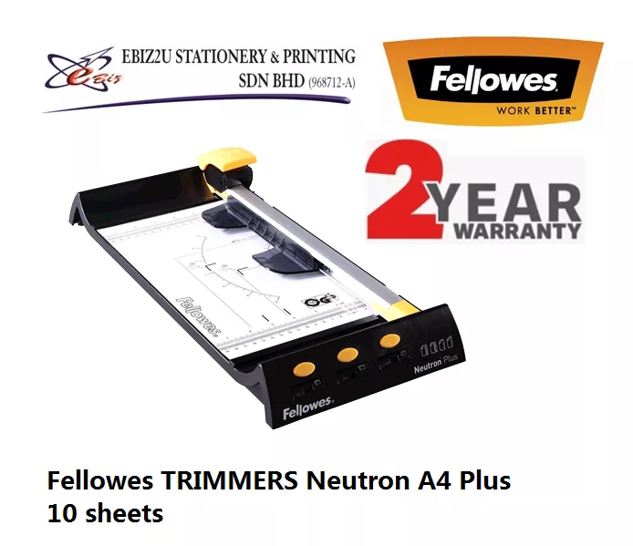 Fellowes TRIMMERS Neutron A4 Plus 10 sheets with 4 Blade (Paper Cutter, Paper Trimmer, Rotary Trimmer, Heavy Duty Cutter, guillotine paper trimmer, Paper cutter, A4 paper cutter)
