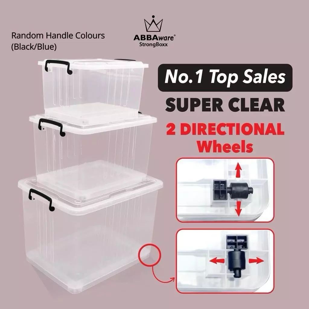 Abbaware Transparent Storage Box with Wheels (14L/17L/27L/30L/50L/80L)