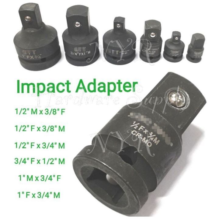 IMPACT SOCKET ADAPTER KI TOOLS HEAVY DUTY IMPACT SOCKET ADAPTER 3/8" 1/2'" 3/4" 1" 1 1/2" MALE FEMALE STEEL BALL RETAINER