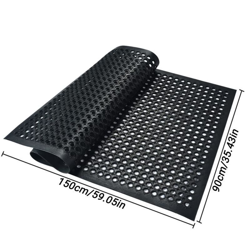 Black Rubber Floor Mat Non Slip Anti Grease Pelapik Kaki Tikar Lantai