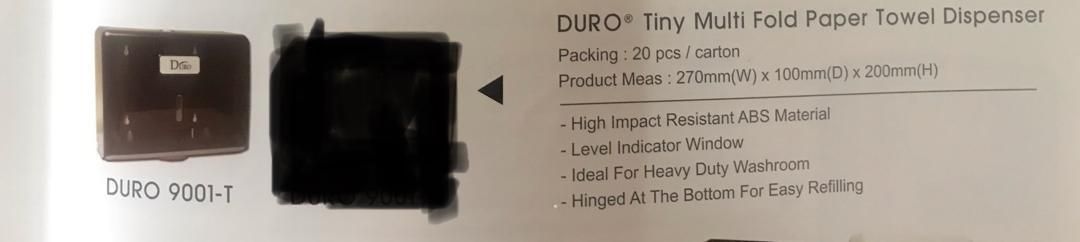 DURO Tiny Multi Fold Paper Tower Dispenser 9001-T
