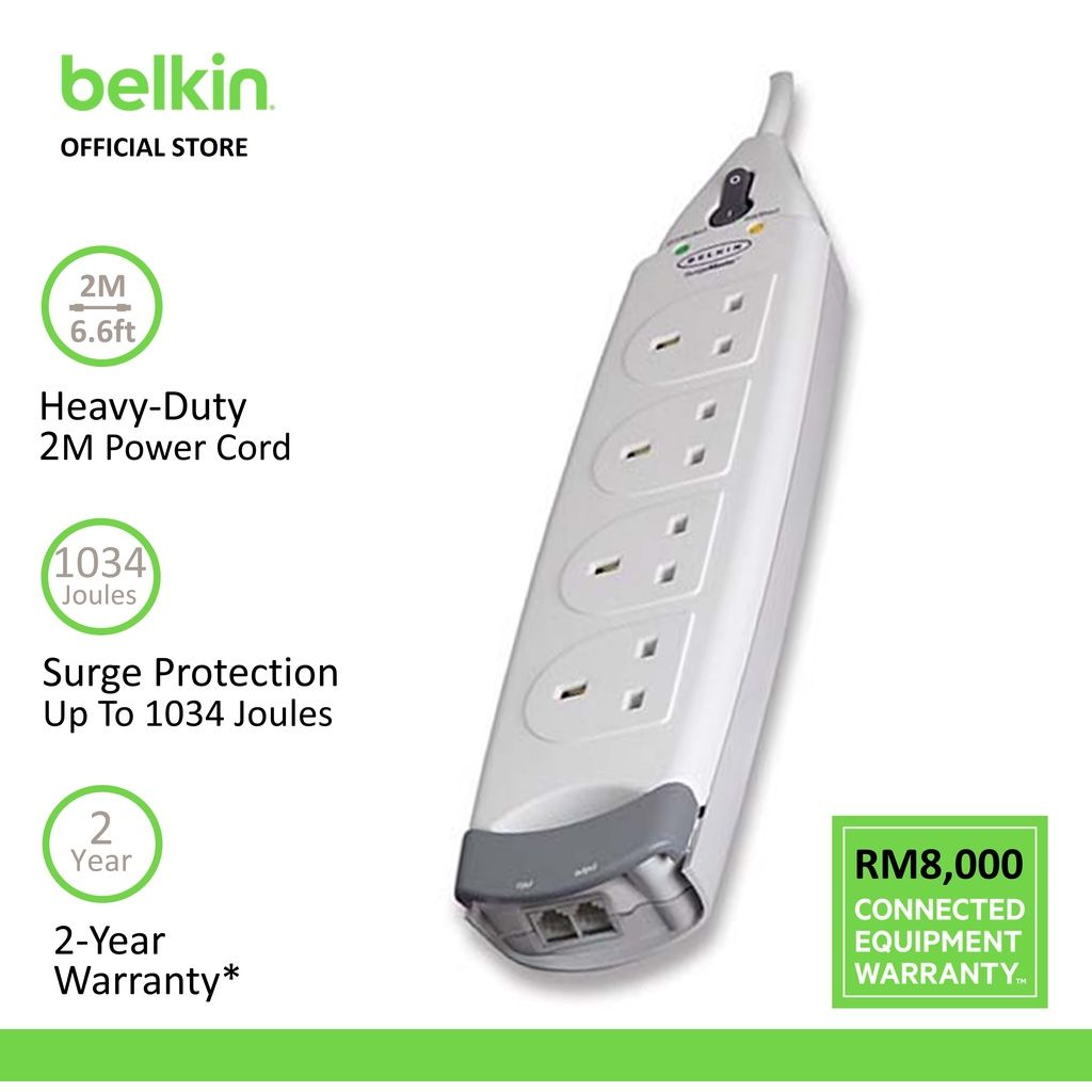 Belkin F9H410sa2M Home Series 4-Socket Surge Protector