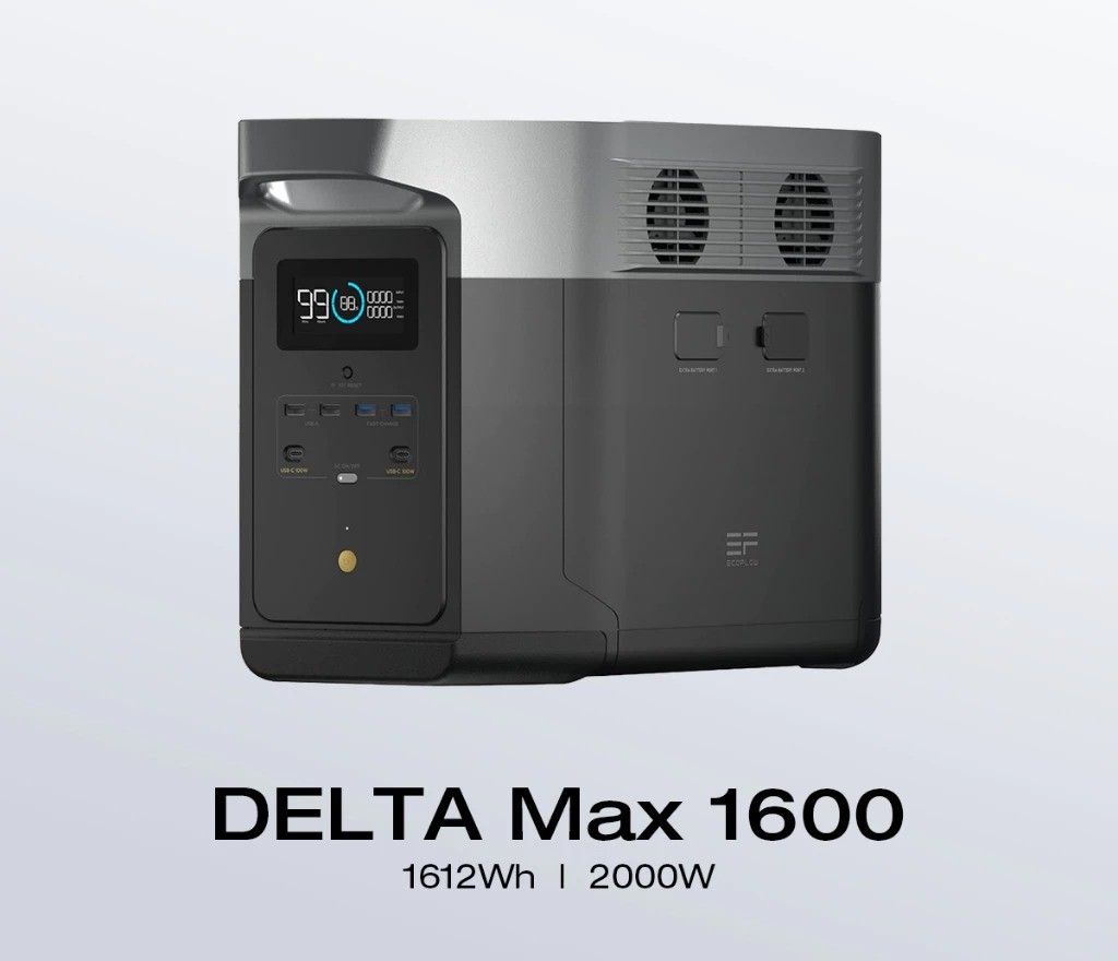 EcoFlow DELTA Max (1600) Portable Power Station 1612Wh with 6 x 2000W AC Outlets Solar Generator for Home Backup Emergency Outdoor