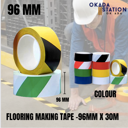 Okada FLOOR TAPE 96MM X 30M / FLOORING TAPE / MARKING TAPE / TAPE LANTAI / FLOOR TAPE / SIZE 96MM