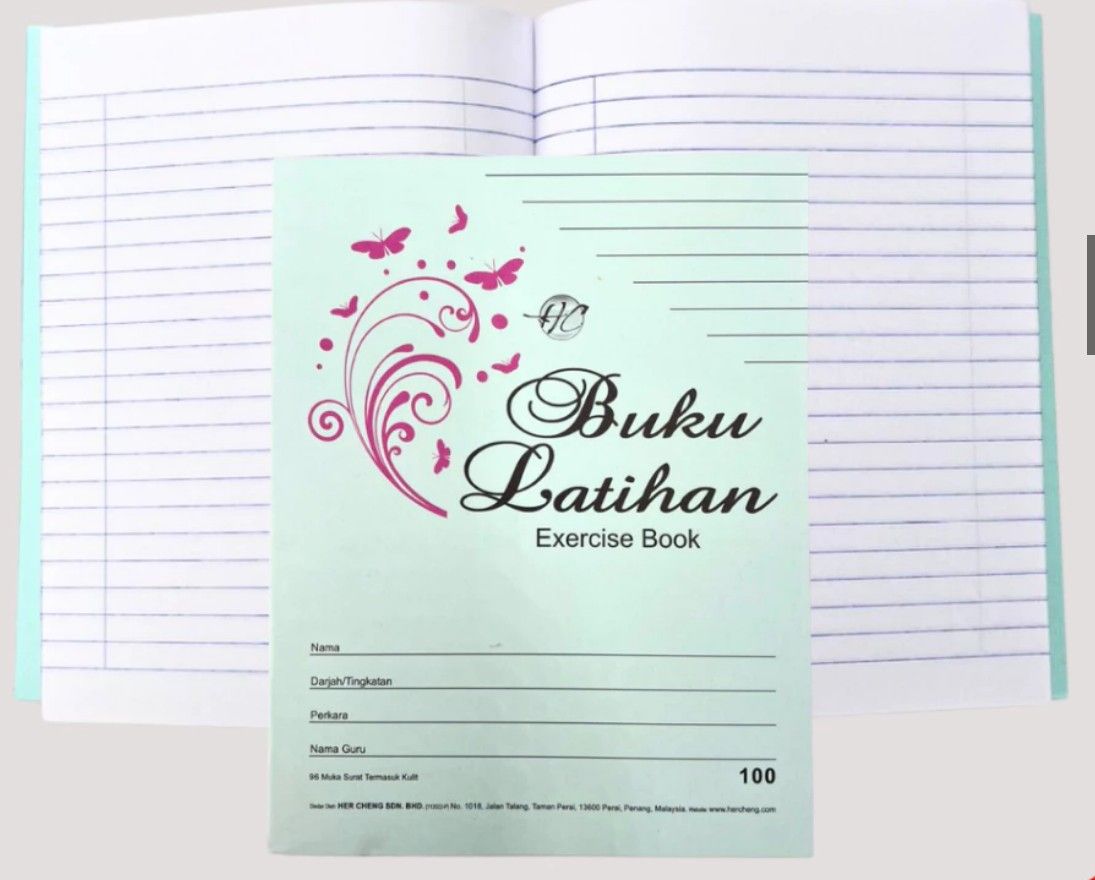 80 / 100 / 120 / 200 Pages F5 Blue / Green / Grey cover Buku Tulis Latihan / Exercise Note Book 3pcs 3pc 1004 GreenSL 100 EM-SM-80