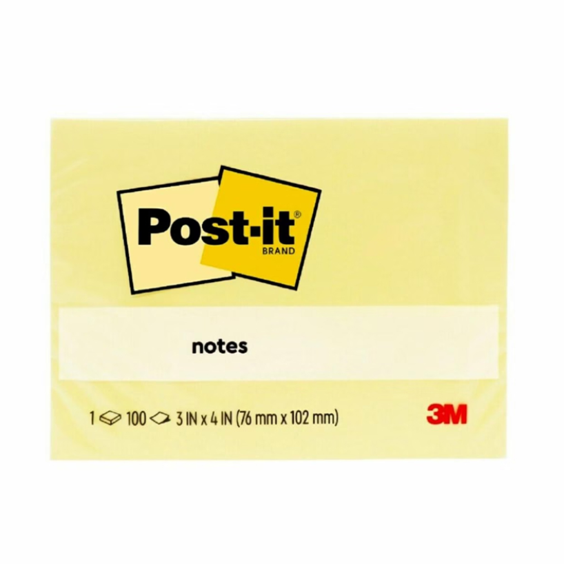 3M 657 3″ X 4″ POST-IT NOTES YELLOW (100 SHEETS) (76MM X 102MM)