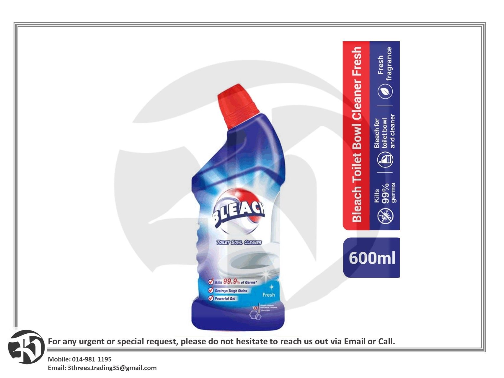 BLEACH Toilet Bowl Cleaner Fresh 600ml