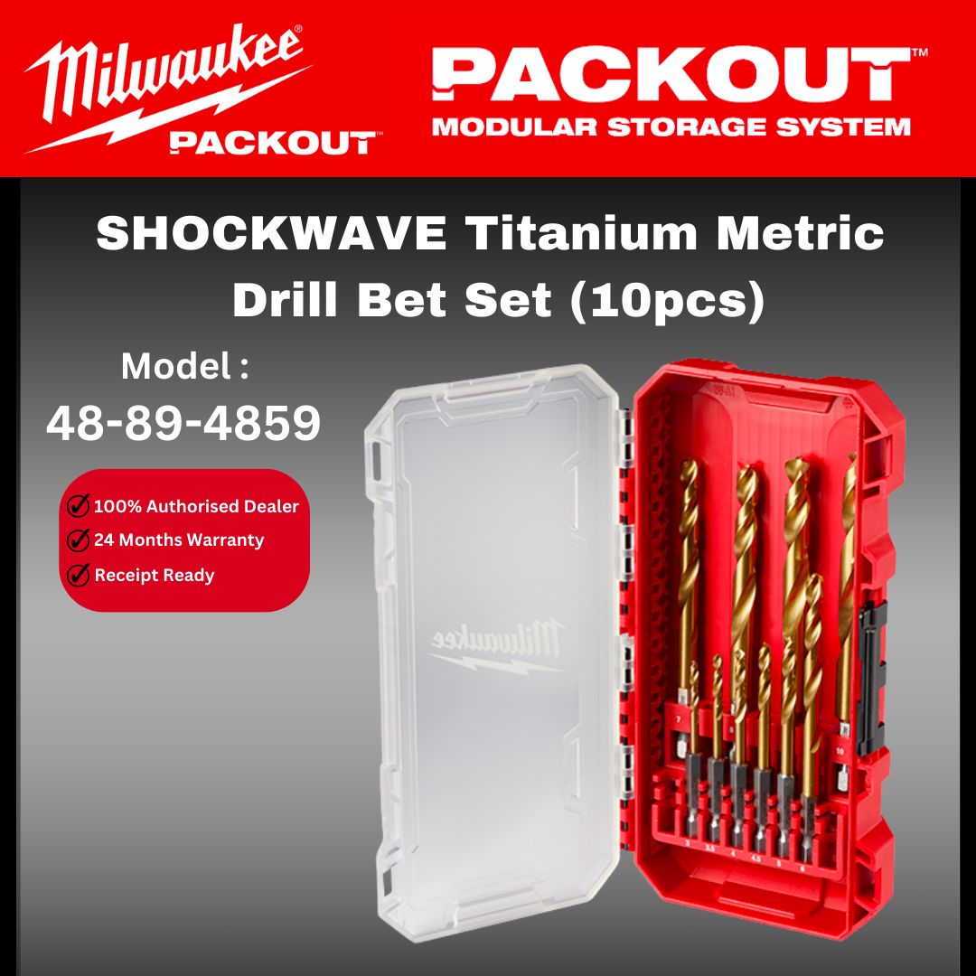 Milwaukee Drill Bit Set (10pcs) / 48-89-4859 / Titanium Metric Drill Bit Set / Drilling Set / Milwaukee Drill