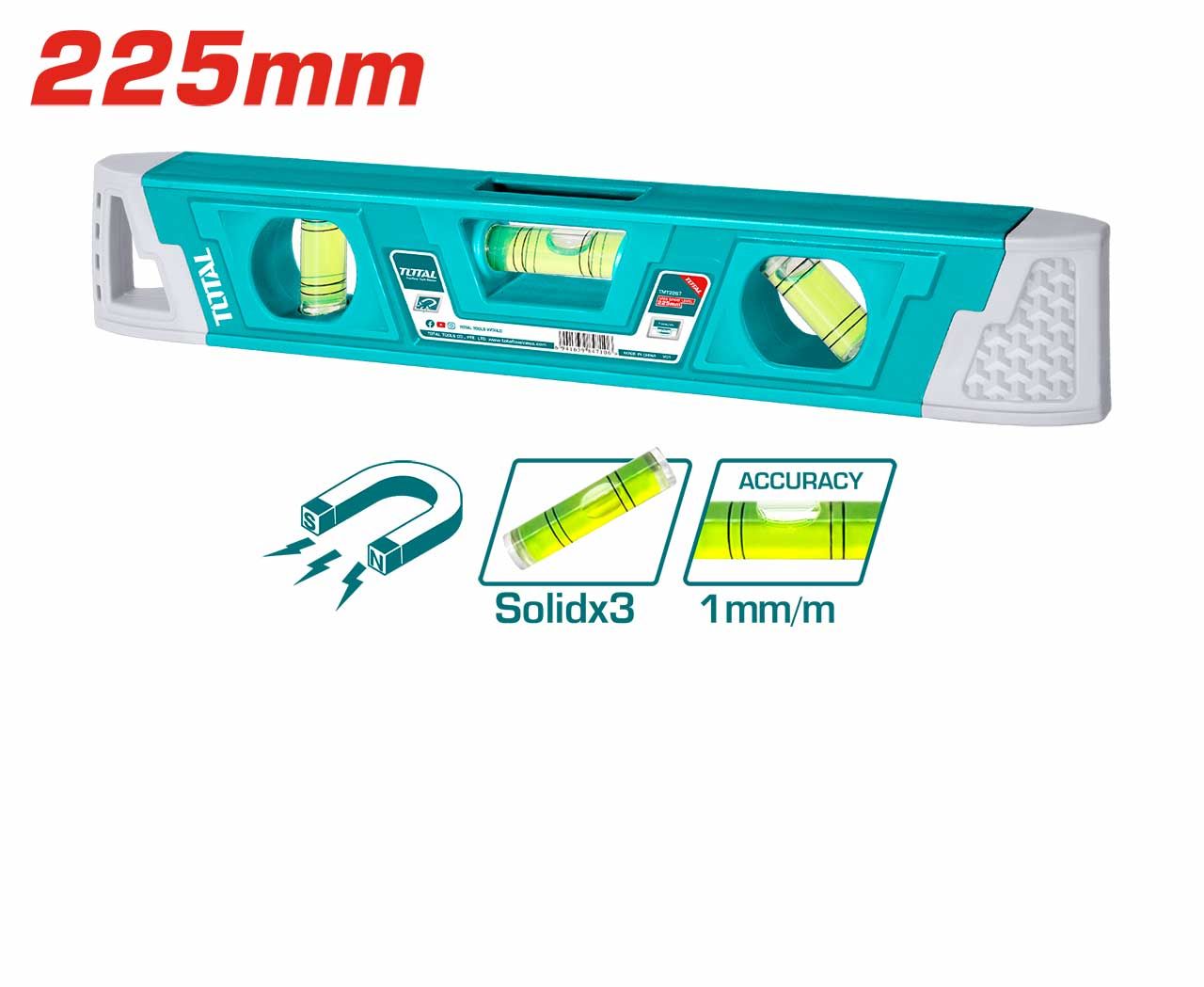 TOTAL MINI SPIRIT LEVEL (22.5CM MAGNETIC) ACCURACY: 1MM/M - TMT2267