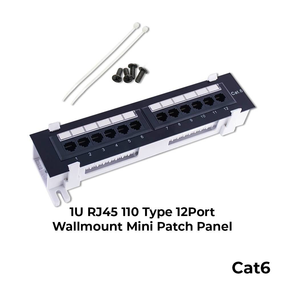 12 PORT CAT6 UTP MINI PATCH PANEL WITH WALLMOUNT BRACKET (CAT6)