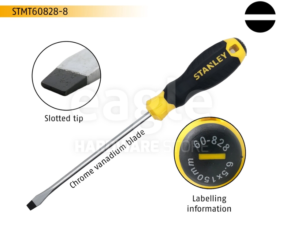 STANLEY STMT60828-8 6.5 X 150MM SLOTTED CUSHION GRIP SCREWDRIVERS