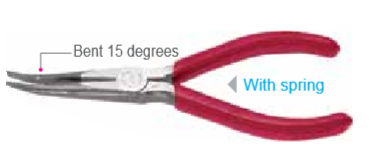 Temo 6-5/16"/160mm Electronics 15掳 Bent Nose Pliers - Serrated Teeth