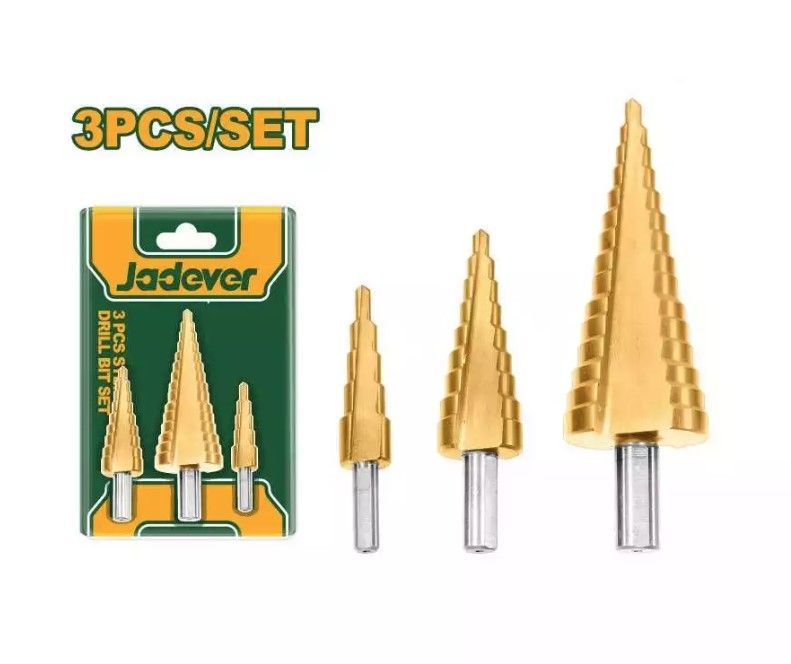 JADEVER 3 PCS STEP DRILL BIT SET JDJD3401