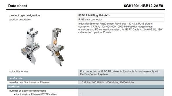RJ45 Data Connector 6GK1901-1BB12-2AE0