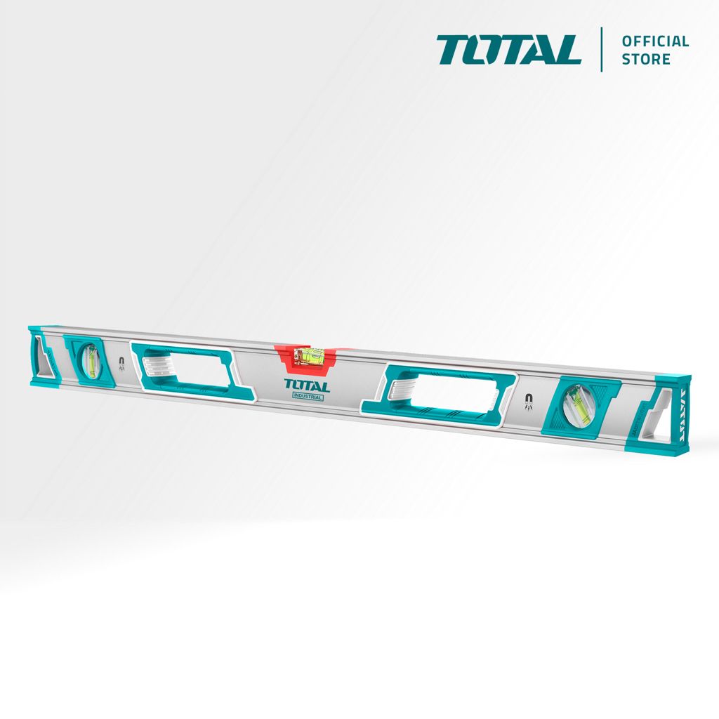 TOTAL SPIRIT LEVEL (150CM) + SPIRIT (45°/90°/180°) STRONG MAGNET + RUBBER END CAPS + DOUBLE MILLED SURFACE TMT215086M