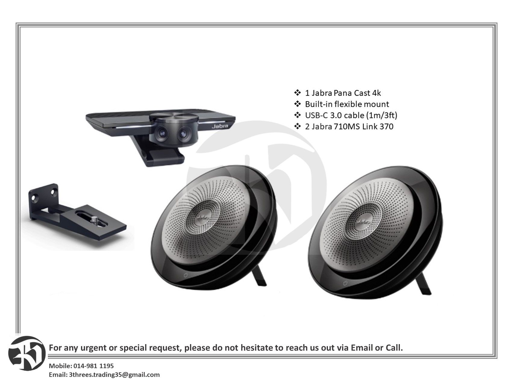 JABRA 12 Pax Meeting Room Set (2 JABRA SPEAK 710 + 1JABRA PANACAST 4K)