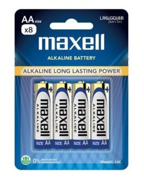 Maxell Alkaline AA Battery (8pcs card pack) LR06 8B