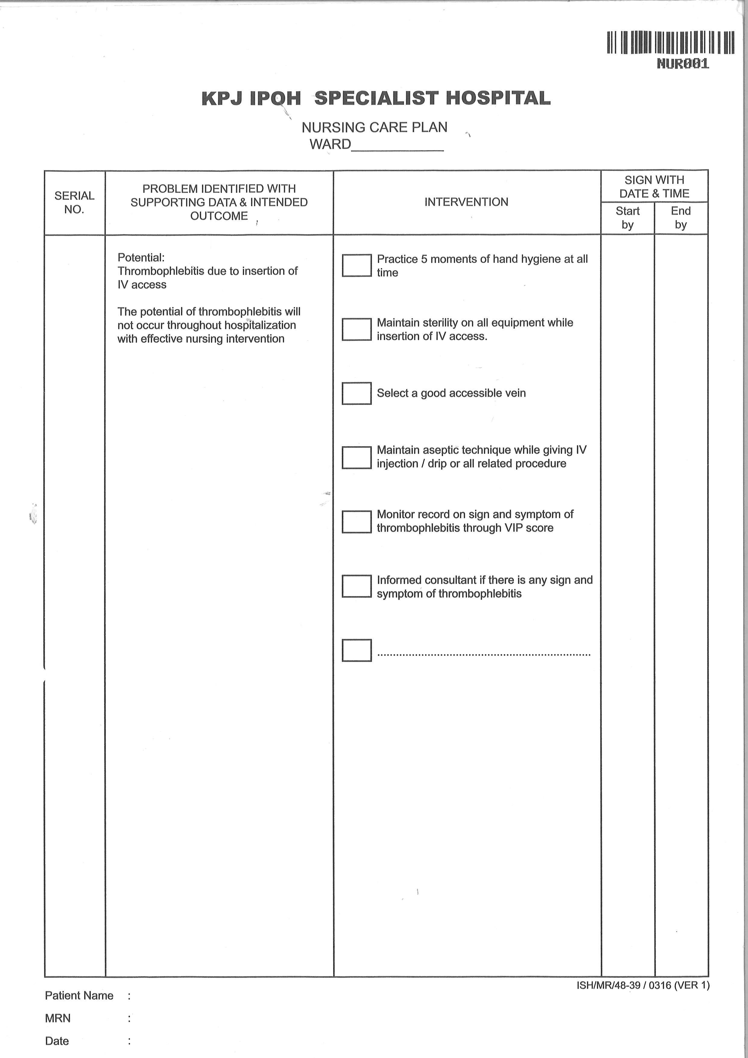NURSING CARE PLAN WARD