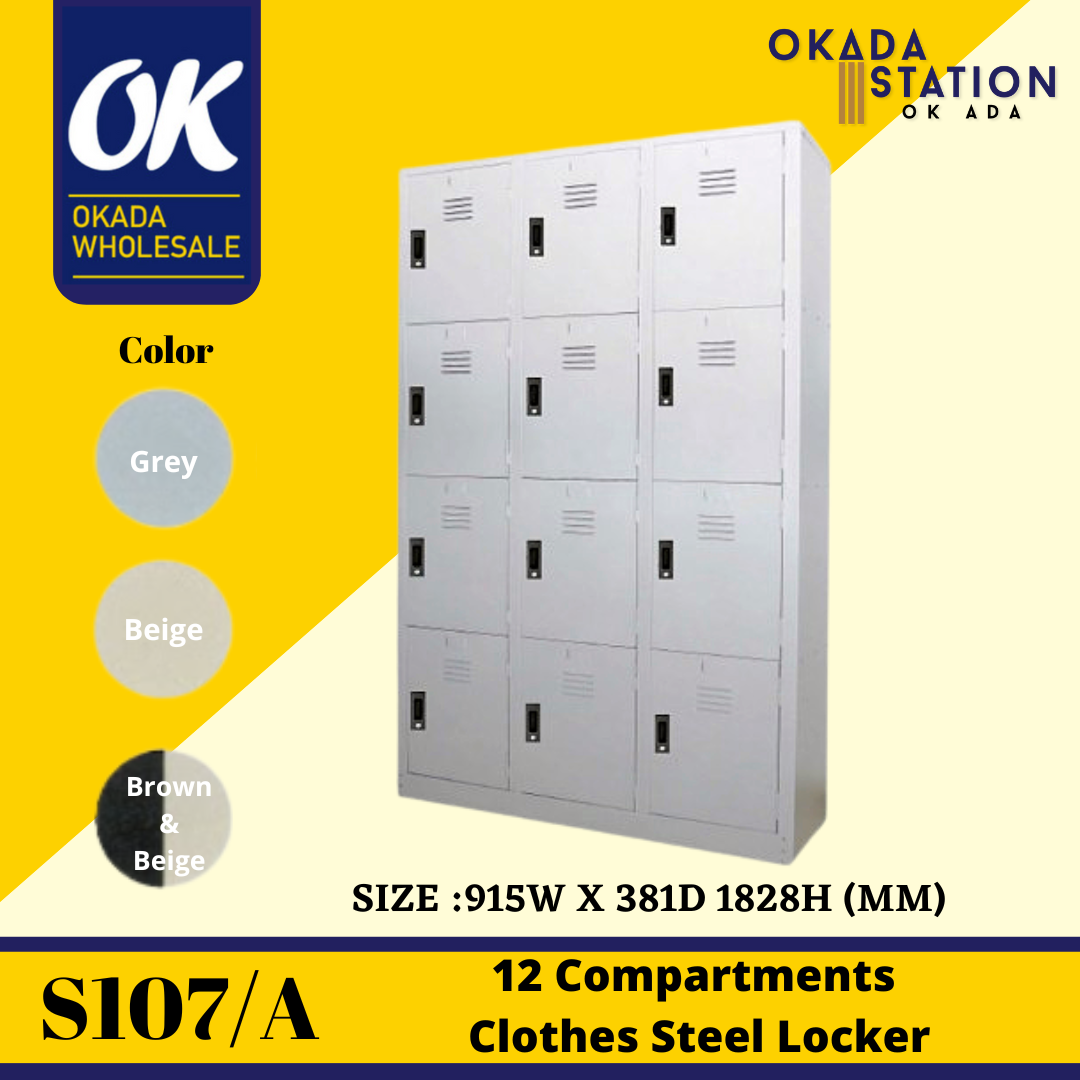 S107/A 12 Compartments Steel Locker / Compartment Locker / Metal Locker / Compartment Cabinet / Metal Cabinet / Cabinet / Steel Locker / 12 Door Cabinet / Locker / Drawer Cabinet