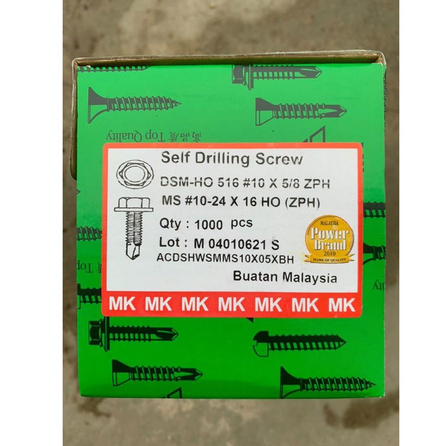[MK] DSM-HO 516 (ZPH) #10 X 5/8" SELF DRILLING SCREW (1000PCS/BOX)