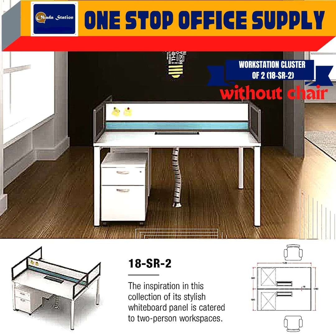 WORKSTATION SET CLUSTER OF 2 (WITHOUT CHAIR) -( 18-SR-2 ) / WORKSTATION / 18-SYSTEM / CLUSTER OF 2 / 18-SR-2 / TABLE TOP PANEL / OFFICE TABLE / 2 SEAT / OFFICE TABLE WITH PARTITION