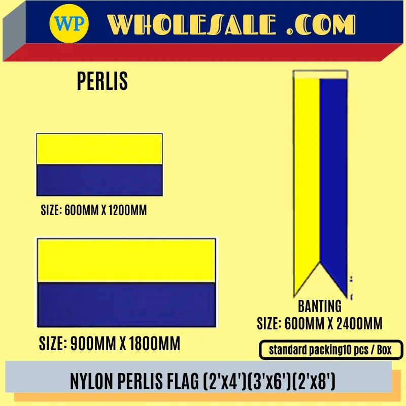 Perlis Flag / Flag / Perlis State Flag / Nylon / 2'x4' / 3'x6' / 2'x8' / F15170-PL / F15210-PL / F15232-PL / Bendera Perlis / Bendera
