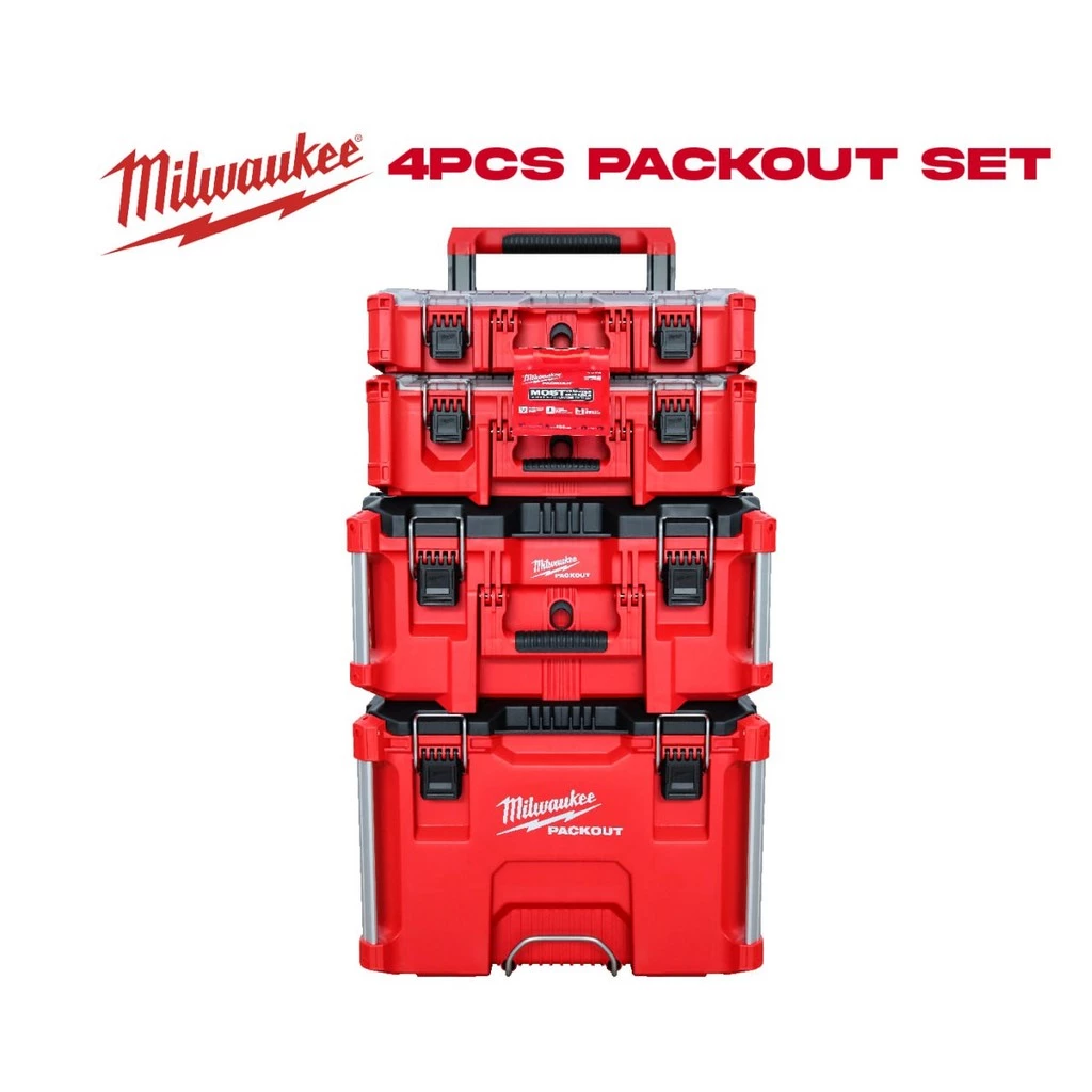 MILWAUKEE 4PCS Packout Set Combo Packout Modular Storage System Hardware Tool Organizer Tool Box Storage