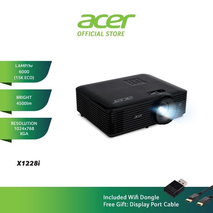 ACER *Acer X1228i XGA 4500 ANSI Lumens WiFi / Wireless DLP Projector, High Lumen Projektor