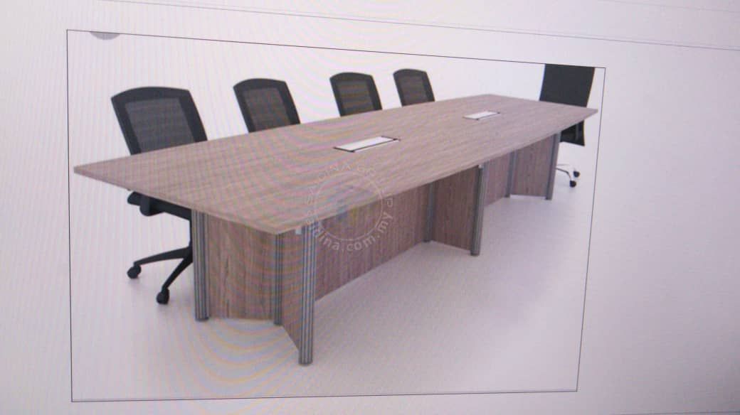 Pole Leg Meeting Table - 3000W X 1200D X 750H MM - THUJA LIGHT