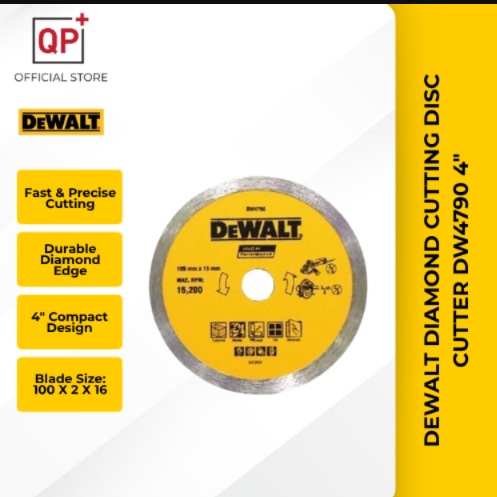 DEWALT DIAMOND CUTTING DISC CUTTER DW4790 4"( CONCRETE BLOCK MARBLE BRICK MASONRY) l PEMOTONG l 切割片-