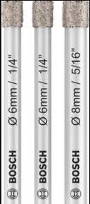 BOSCH PRO CERAMIC DRY DRILL BIT SET, 6 X 66, 6 X 66, 8 X 66 MM, 3 PCS (2607011626)