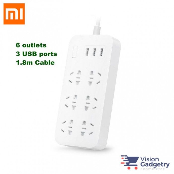 Xiaomi *Xiaomi Mi Power Strips 6 Socket Home Plug CXB6-1QM Extension 1.8m Cable