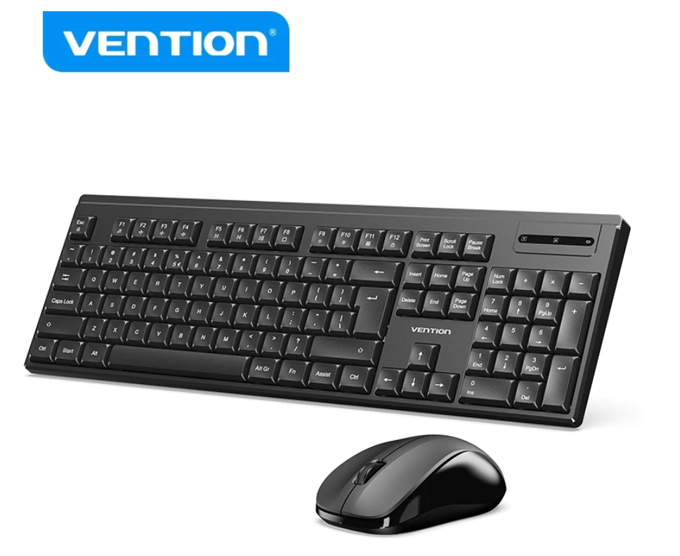 Vention Wireless Keyboard and Mouse Combo Business Set with Mouse 2.4G 1200 DPI 104 key Keyboard Computer Soft Touch Gaming for Laptop Computer PC Wireless Keyboard Mouse Set
