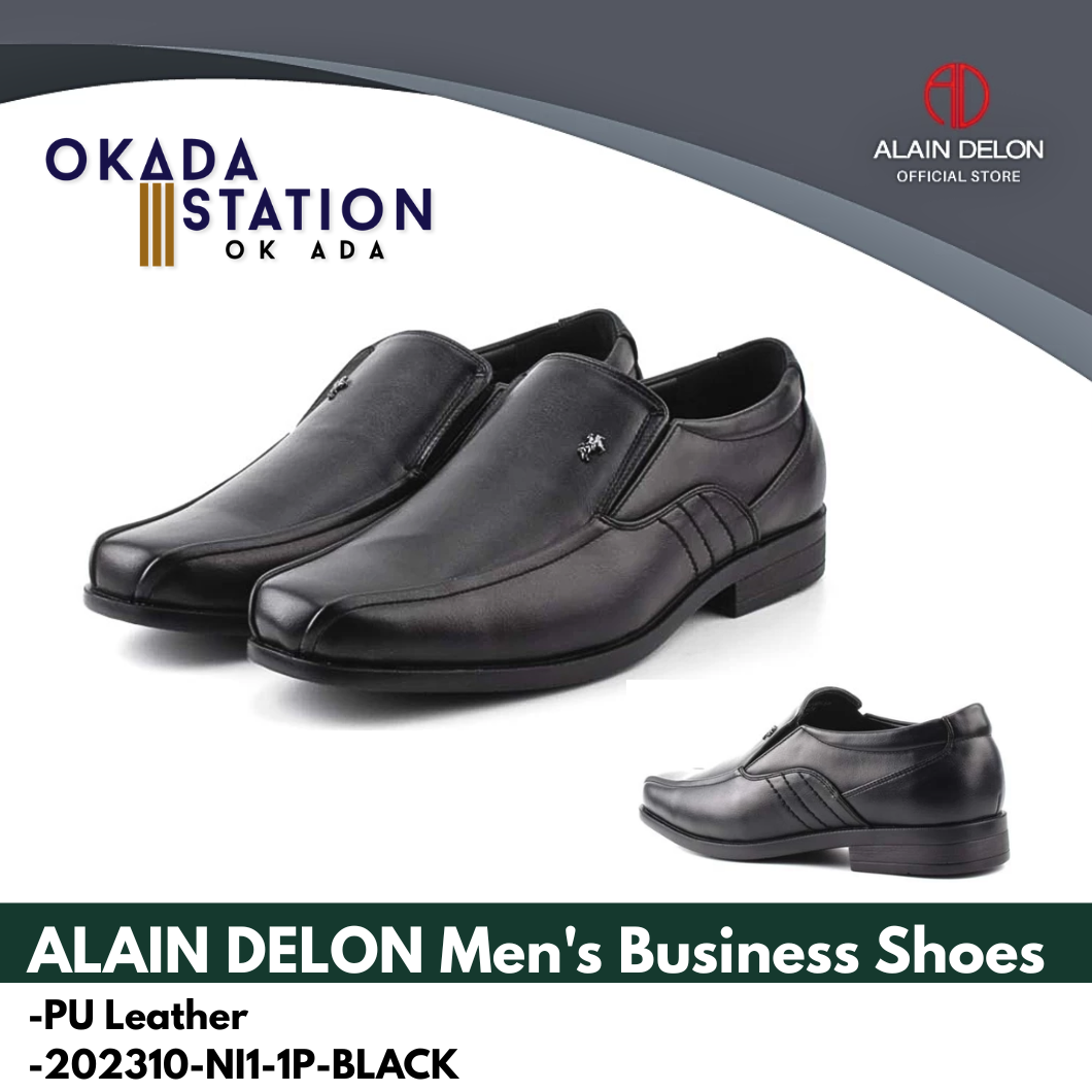 ALAIN DELON MEN'S BUSINESS SHOES -PU LEATHER-202310-NI1-1P-BLACK / SLIP ON SHOES / LEATHER SHOES / BUSINESS SHOES / BUSINESS WEAR / ALAIN DELON EXECUTIVE / 202310-NI1-1P / KASUT KULIT / KASUT PERNIAGAAN / SHOES