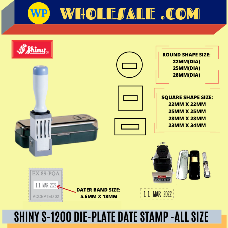 SHINY S-1200 DIE-PLATE DATE STAMP -ALL SIZE S1200 / Shiny / Stamp / Die-Plate Date Stamp / Shiny S-1200 / Date Stamp / Chop