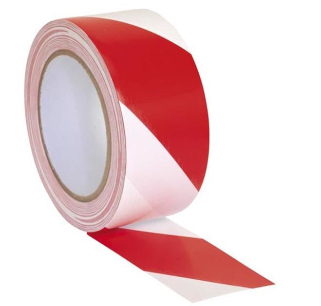 WARNING TAPE - RED & WHITE