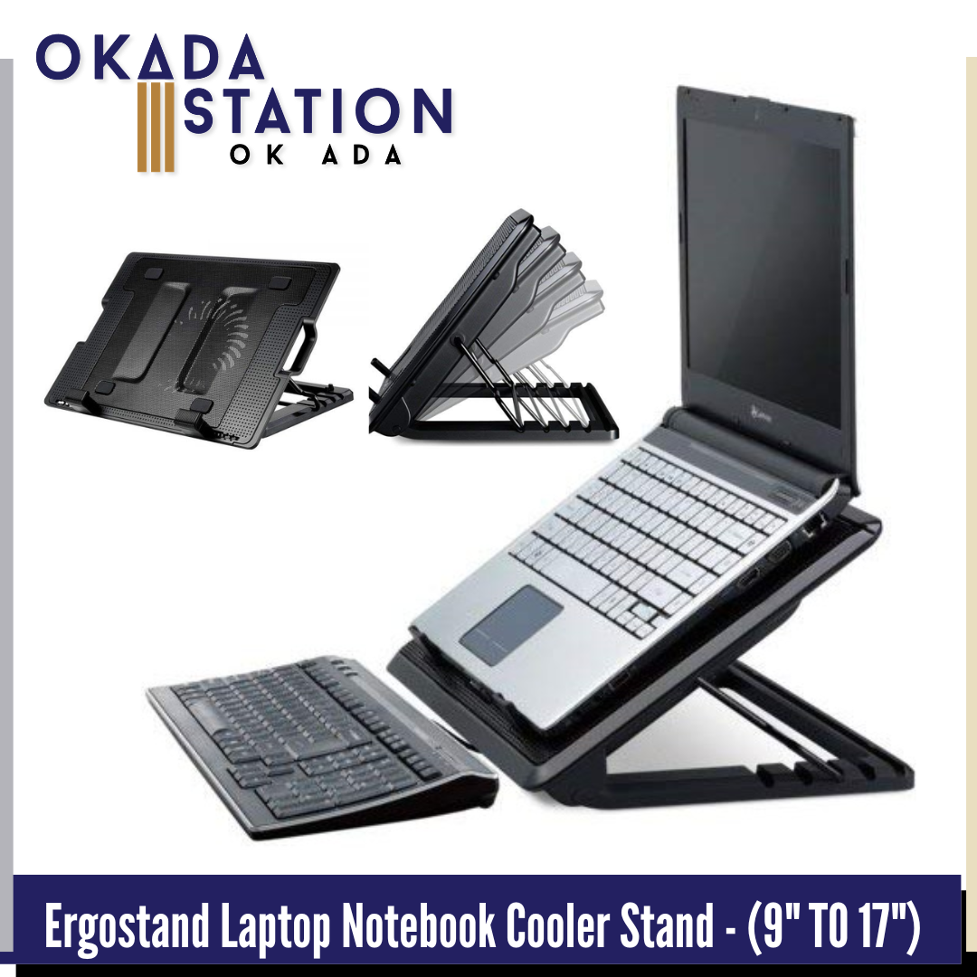 Ergostand Laptop Notebook Cooler Stand - (9" TO 17") / 14cm Large Fan / Angle Adjustable for 13"-17" / Stand Laptop Cooling Pad Notebook M25 / Ergostand Laptop Cooler / Laptop stand With Fan / Adjustable Laptop Stand